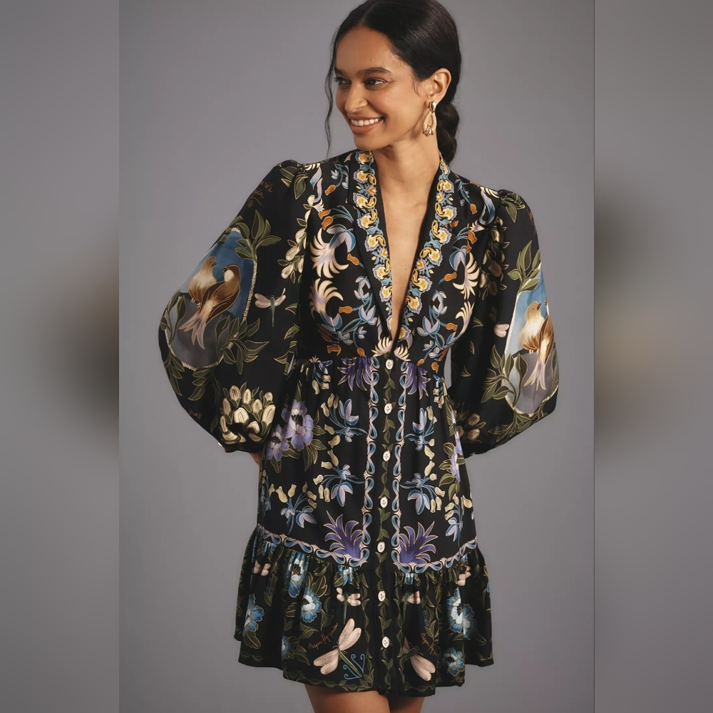 FARM Rio Black Floral Dress